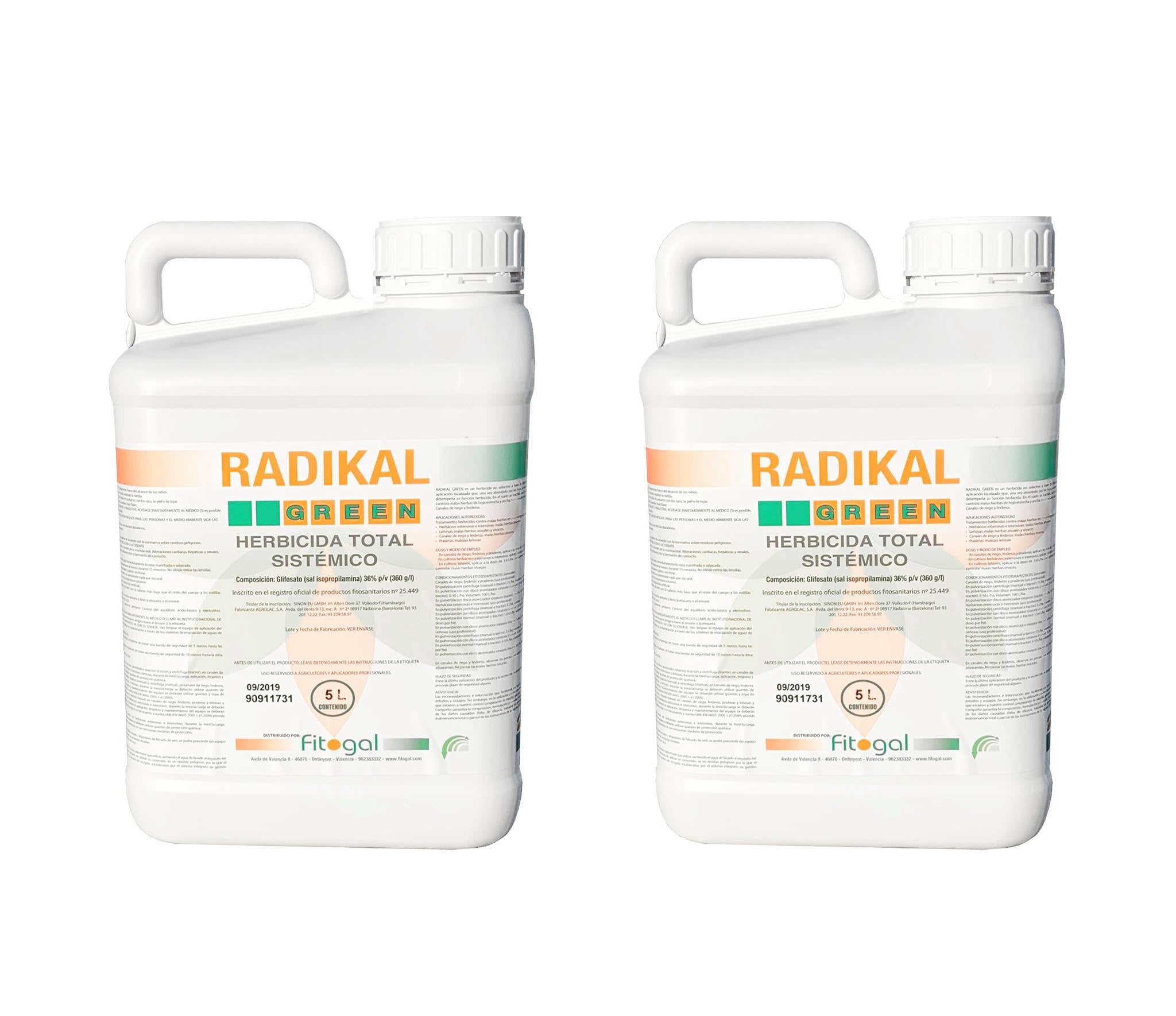 Désherbant Glyphosate Radikal Green 2X5L Herbicide Total Systémique Ultra Concentré