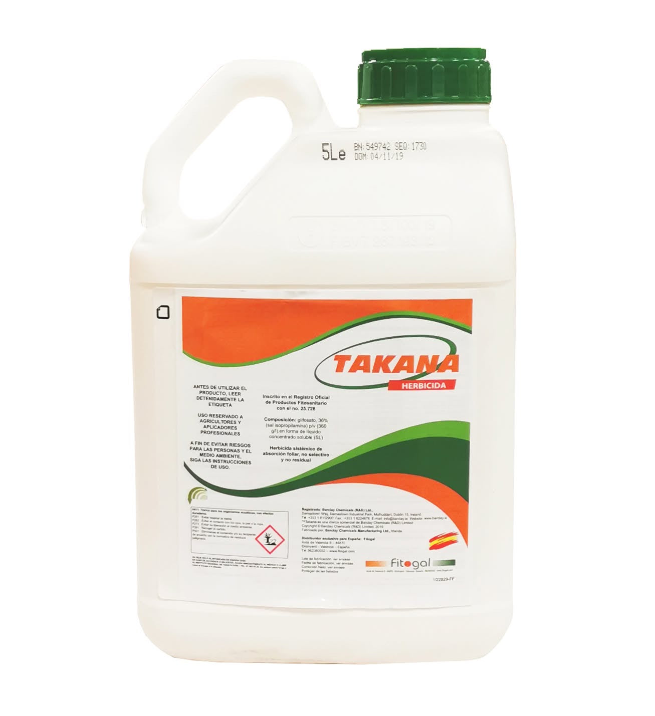 Désherbant Glyphosate Takana 5L Herbicide Total Professionnel Systémique